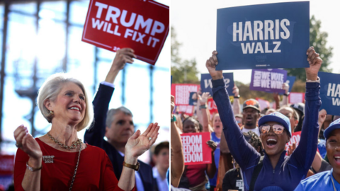 Harris and Trump supporters