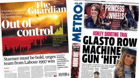 Guardian and Metro front pages