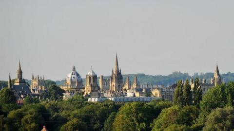 Oxford's skyline on a sunny day, showing the "dreaming spires" that the city is famous for. 