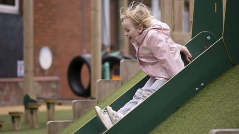 Girl back at Roath Primary School