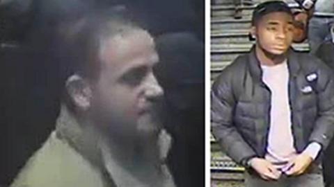 CCTV images of men wanted in connection with the incident