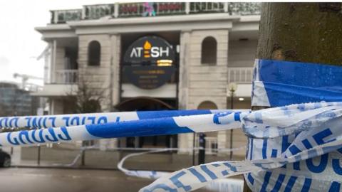 Crime scene at the Atesh restaurant in Milton Keynes