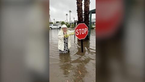 woman in flood water