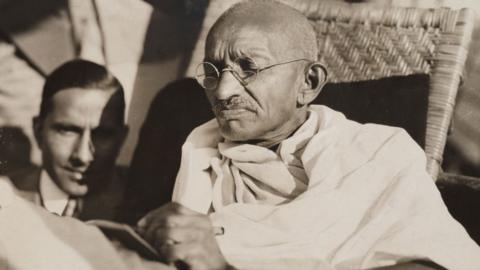 Mahatma Gandhi pictured on board the SS Rajputana in 1931