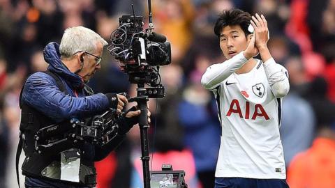 Tottenham's Son Heung-min and camera operator