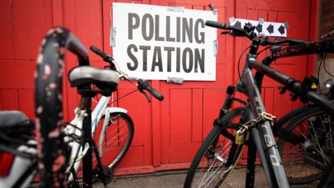 Cycles outside a polling station