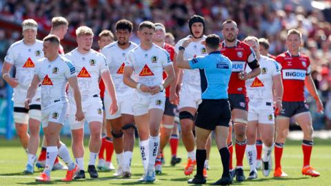 Exeter players at Gloucester