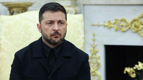 Ukrainian President Volodymyr Zelensky meets with US President Donald Trump in the Oval Office at the White House.