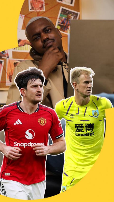Karel in studio, cutouts of Hart and Maguire in foreground