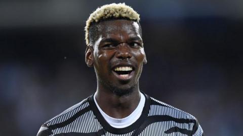 Paul Pogba of Juventus FC laughs during the Serie A match between Empoli FC and Juventus in September 2023