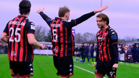 Tyler Harvey celebrates scoring the winning goal against Yeovil Town
