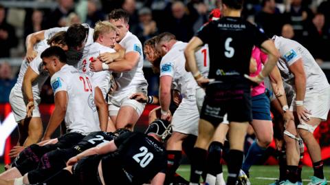 Ulster celebrate Dave Shanahan's try