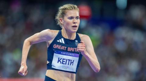 Megan Keith running in the Olympic 10,000m final last year