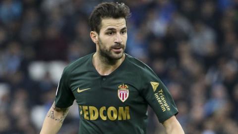 Cesc Fabregas in action for Monaco against Marseille at the Stade Velodrome