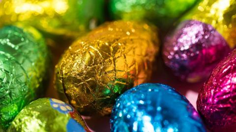 Foil wrapped Easter eggs