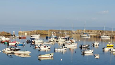 Boats docked at harbour in Portrush.