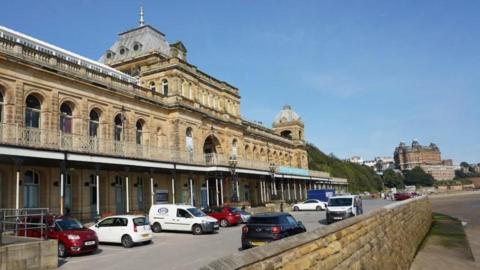 General view of Scarborough Spa with the Grand Hotel in the background