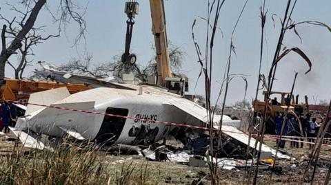 An image of a the plane wreck in Unity State in South Sudan