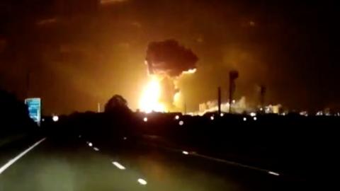 Dashcam footage of the explosion