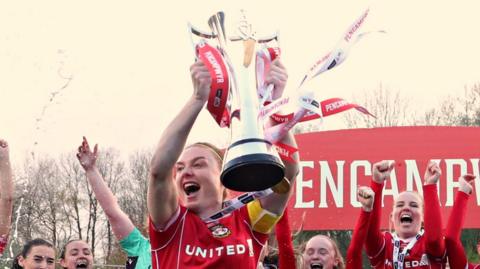 Wrexham lift the Adran Premier trophy