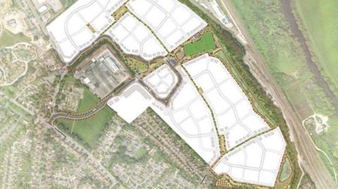 A plan for works planned during Phase One of the redevelopment of the former British Sugar refinery site, in Boroughbridge Road, York.