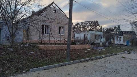 Destroyed houses in Beryslav, Ukraine's southern Kherson region. File photo