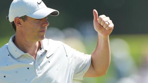 Rory McIlroy gives a thumbs up during the US PGA Championship
