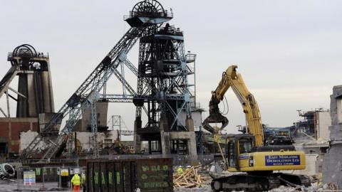Demolition work at Hatfield colliery