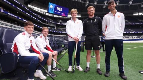 Nick Park, Jack Turner, James Oates, Toby Reynolds-Cotterill and James Mazarelo at Tottenham Hotspur Stadium