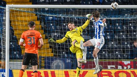 Kilmarnock's Marley Watkins scores to make it 1-0 during a William Hill Premiership match between Kilmarnock and Dundee United at BBSP Stadium, Rugby Park