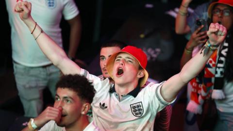 England fans watching the semi-final being screened in London