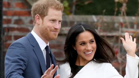 Prince Harry and Meghan Markle after announcing their engagement