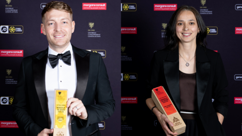 John Disney (left) and Jenny Sugarman with their awards