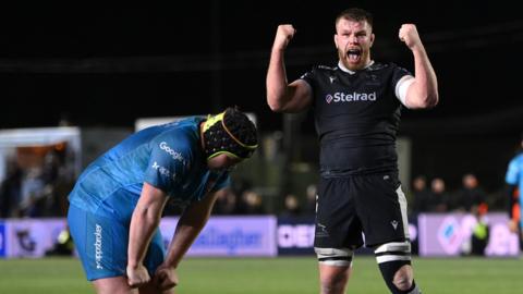 Callum Chick celebrates Newcastle's win