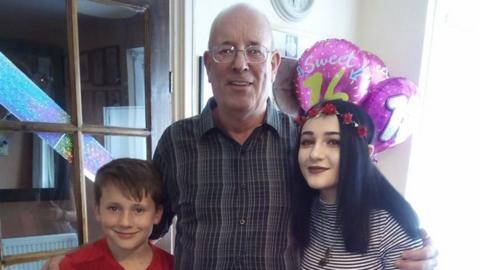 Frank with his grandchildren Cole and Shannon