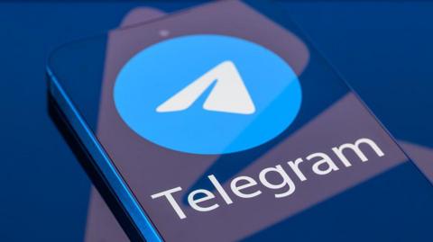 Telegram logo displayed on a smartphone screen.