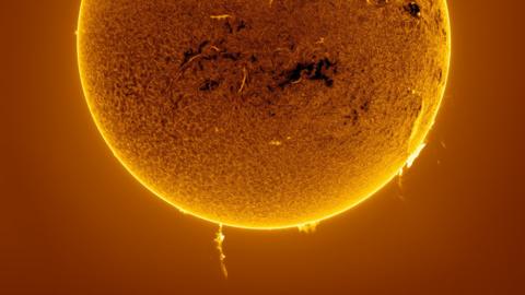 An photo of the sun taken with a telescope