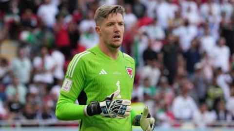 Wales goalkeeper Wayne Hennessey in action