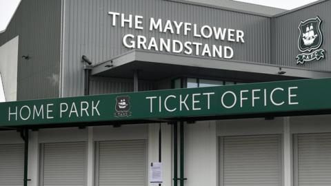 Plymouth's Home Park ticket office and stadium