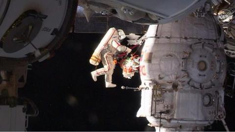 Cosmonaut on spacewalk