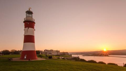 Sunrise over Plymouth Hoe