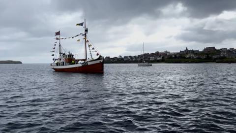 Boat in water near Lerwick in Shetland