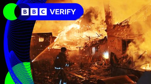 A firefighter battles a blaze in Ukraine's front-line Zaporizhzhia region 