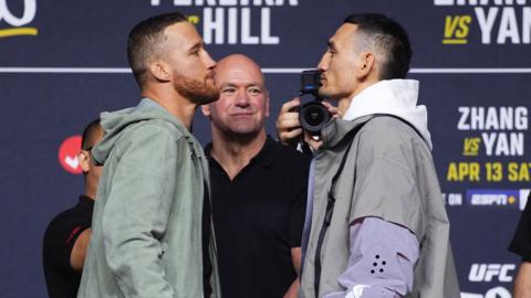 Justin Gaethje faces off with Max Holloway