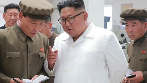 Kim Jong-un inspecting the Ranam Coal-mining Machine Complex in North Hamgyong Province