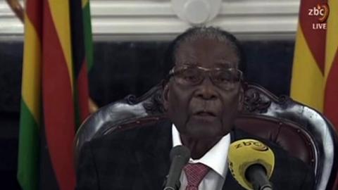 Zimbabwe's President Robert Mugabe delivers his speech. Photo: 19 November 2017