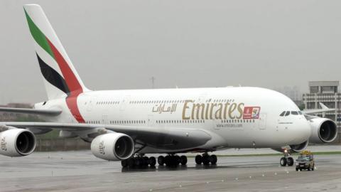 Emirates flight at Delhi airport