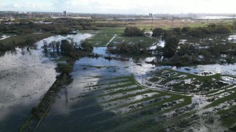 Flooding around River Test