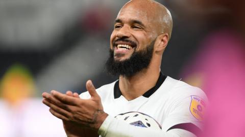 David McGoldrick celebrates after scoring for Derby