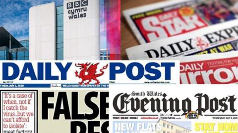BBC Cymru Wales Cardiff HQ, Daily Post, Evening Post and Reach titles